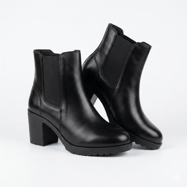 Premium Women's Black Heeled Chelsea Ankle Boots