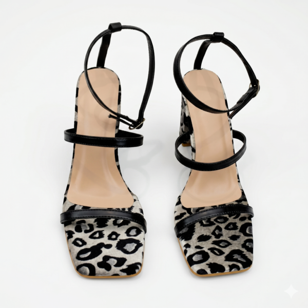 Wild Instinct: Velvet Leopard Print Block Heel Sandals