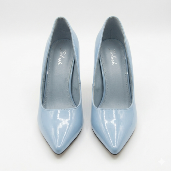 Aura Sky Blue Patent Leather Pointed Heels by Blush